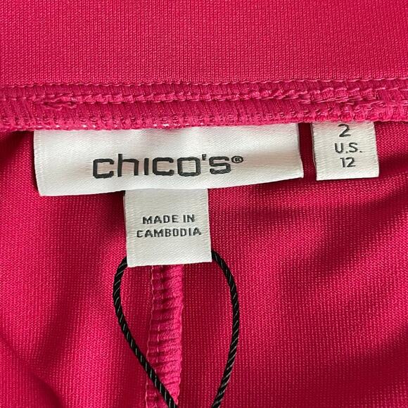 Chico's Zenergy UPF Knit Skort Pink Bromeliad Striped Trim Size 12 NWT - Picture 5 of 7